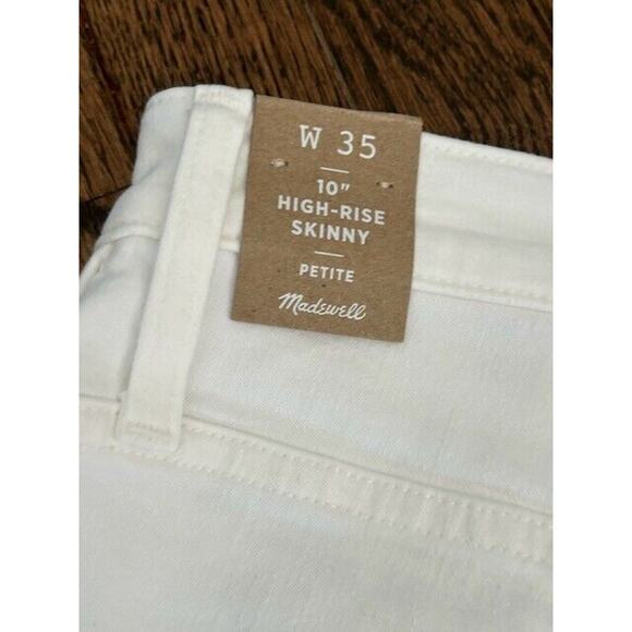 Madewell 10" High Rise Skinny Jeans Button Fly Raw Hem White K9112 Size 35P NEW - Picture 7 of 11